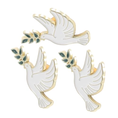 PLAFOPE 3 Stück Friedens-tauben Broschen mit Olivenzweig Filigrane Metall-anstecker für Kleidung Rucksäcke Hüte Vielseitiger Schmuck für Anzüge Kleider Taschen Symbolische Friedens-charms von PLAFOPE