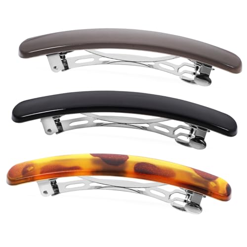 PLAFOPE 3 Stück Metal Hair Spring Clips Stilvolle Haarklammern aus Resin und Edelstahl Vielfältige Farben für Dickes und Dünnes Haar Vielseitige Haarstyling Clips für Damen von PLAFOPE