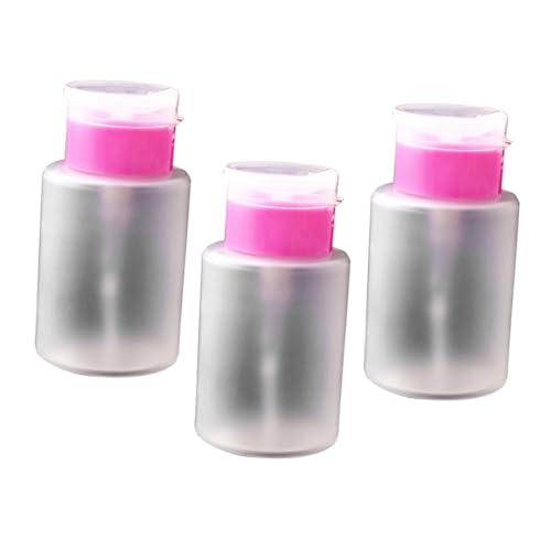 PLAFOPE 3 Stück Nagellackentferner Pumpspender Flaschen Auslaufsichere Wiederverwendbare Kunststoffbehälter mit Druckpumpe für Nagellack Make up entferner Handliche Reisegröße von PLAFOPE