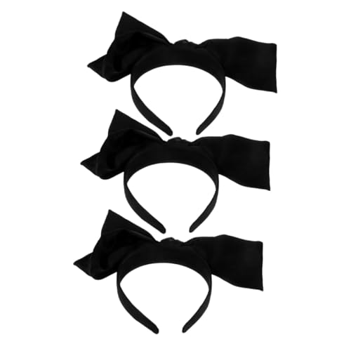 PLAFOPE 3 Stück Schwarzes Haarschmuck Stirnband mit Großer Schleife Langlebiges Leichtes Haarband für Damen Vielseitig Kombinierbar Formstabil und Reisetauglich für Alltag und Party von PLAFOPE