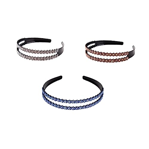 PLAFOPE 3 Stück Strass Blumen Stirnbänder Für Damen Modische Rutschfeste Haarbänder Verschiedenen Farben Ideal Für Hochzeit Party Fotografie Und Alltagsschmuck von PLAFOPE