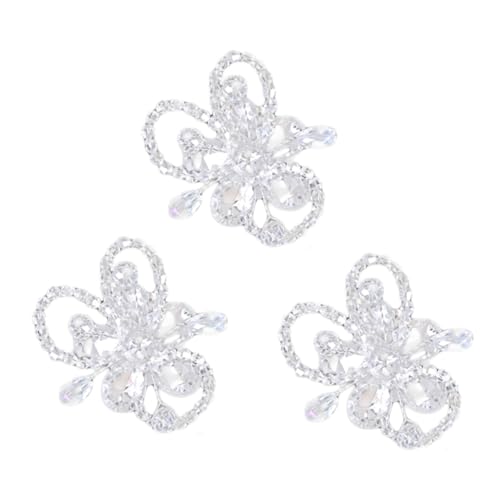 PLAFOPE 3 Stück Teiliges Haarschmuck Silber mit funkelndem Bowknot Haarnadeln Braut Kopfschmuck Hochzeit Elegant für Frauen und Mädchen Leichte Modische Hochzeits Haarspangen von PLAFOPE