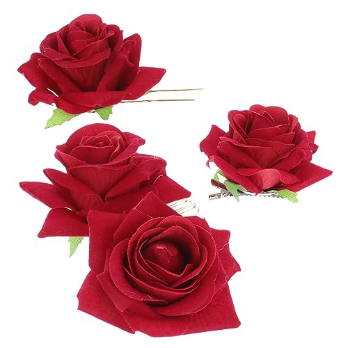 PLAFOPE 3 Stück Teiliges Haarschmuck mit Rosenblüten Haarspange U Förmige Haarnadel und Haarkamm für und Mädchen für Hochzeiten Partys und Tägliches Tragen von PLAFOPE