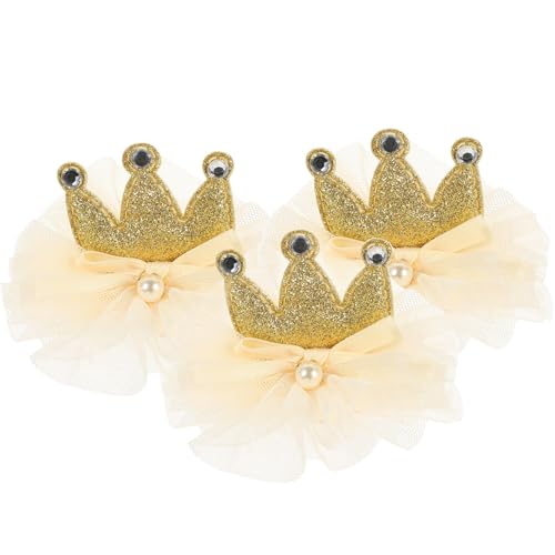 PLAFOPE 3 Stück Teiliges Haarspangen Kronenform mit Mehrlagigem Tüll Langlebig und Sicher Niedlich für Geburtstag und Festtage Geschenkidee für Mädchen Frisur Styling von PLAFOPE