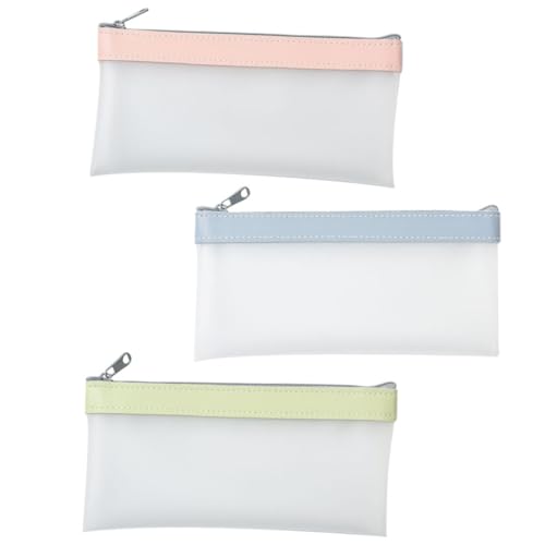 PLAFOPE 3 Stück Teiliges TPU Transparente Stifteetuis Kirschblütenrosa und Nebelblau Tragbarer Bleistift Organizer für Schule und Büro für Künstlerbedarf und Schreibwaren von PLAFOPE