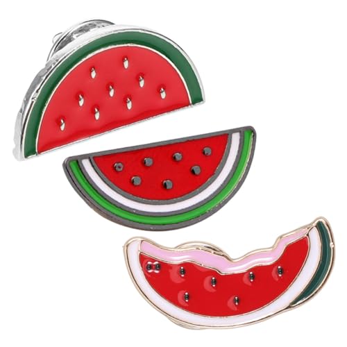 PLAFOPE 3 Stück Teiliges Wassermelonen Broschen aus Legierung Niedliche Cartoon Anstecknadeln Vielseitige Kleidungsaccessoires für Cardigans Schals und Pullover Stabiler Halt bei von PLAFOPE