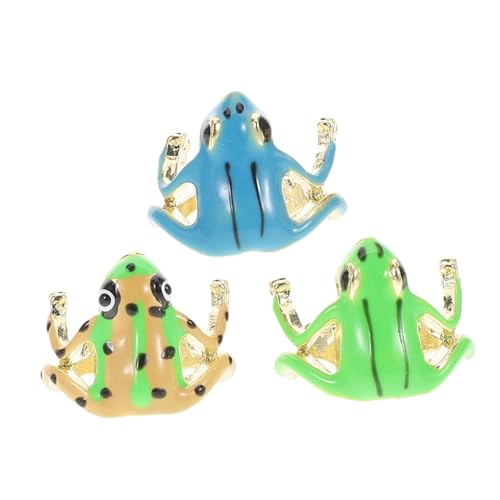 PLAFOPE 3 Stück Verstellbare Froschringe für Damen Niedliche Offene Ringe mit Einzigartigem Baumfrosch Design Minimalistischer Natur Schmuck für Alltag Party und Kreative Outfits von PLAFOPE