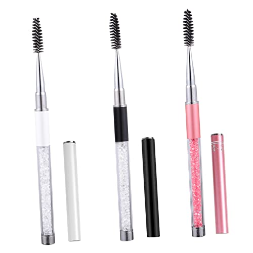 PLAFOPE Wimpernbürsten 3 Stück Spiralförmiger Wimpern und Augenbrauenbürste mit Strassgriff Wiederverwendbar und Tragbar für Mascara und Augenbrauenstyling für Make Up Anfänger und Profis von PLAFOPE