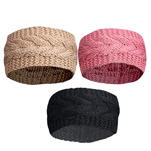 PLAFOPE Weiches Strickstirnband Breitkantig Dekorativer Komfort Thermomütze Handgestrickt 3-teilig Familiengröße von PLAFOPE
