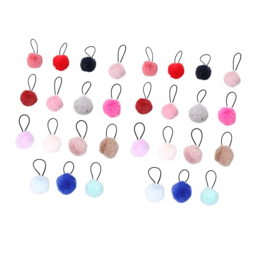 PLAFOPE 30 Stück Teiliges Plüsch Haarseil Nahtlose Elastische Haargummis mit Weichen Plüschbällen Dehnbare Ponytail Bänder in Farben Modischer Haarschmuck für Frauen und Mädchen von PLAFOPE