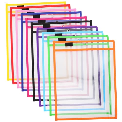 PLAFOPE 30 Stück Wiederverwendbare Abwischbare PVC-Taschen mit Stiftehalter Transparente Dry Erase Hüllen Beidseitig Wasserfeste Schreibschutzmappe für Büro Schule und von PLAFOPE