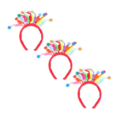 PLAFOPE 3St Haarballfeder-Stirnband Clown-Stirnbänder Partyzubehör für Kinder hair accessories for lustige kopfbedeckung Haargummi Stirnbänder für Geburtstagsfeiern Pompon-Stirnband von PLAFOPE