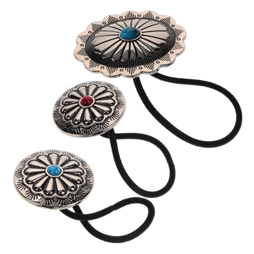 PLAFOPE Elegante Retro-haargummis 3er-pack Dehnbare Pferdeschwanzhalter Für Frauen Mädchen Teenager Metall-haarband Haar-accessoires-set von PLAFOPE