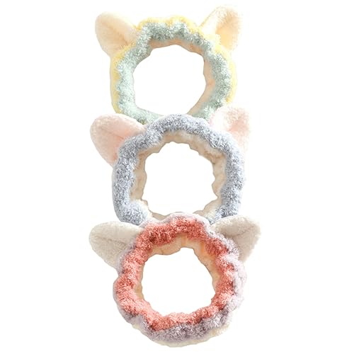 PLAFOPE 3stücke Wasch Kosmetik Haarband Katzenohr Stirnband Für Gesicht Make-up Elastisch Unempfindlich Für Frauen Mädchen von PLAFOPE