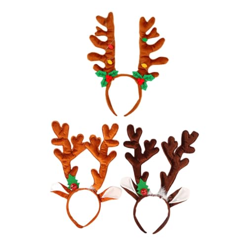 PLAFOPE 3St Weihnachtsgeweih Stirnband Geweihstirnband mit Ohren Hirschgeweih Stirnband für Erwachsene christmas haarreif christmas headband haarschmuck Haarband Geweih Haarreifen Kleidung von PLAFOPE