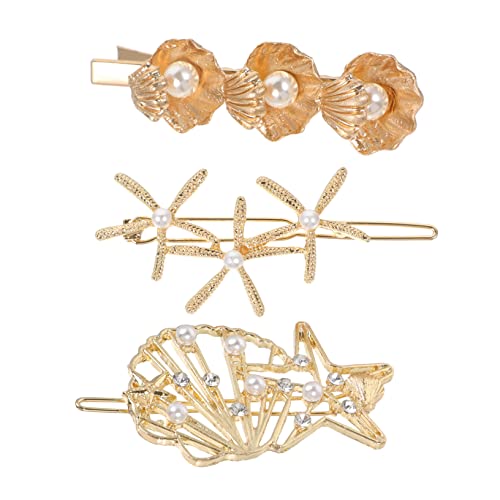 PLAFOPE 3st Haarnadel Strass-clip Fall Machen Dekorative Clips Haarspangen Für Mädchen Hohle Haarspange Haarspangen Für Damen Perlenhaarspangen Haarstyling-accessoires Golden Legierung von PLAFOPE