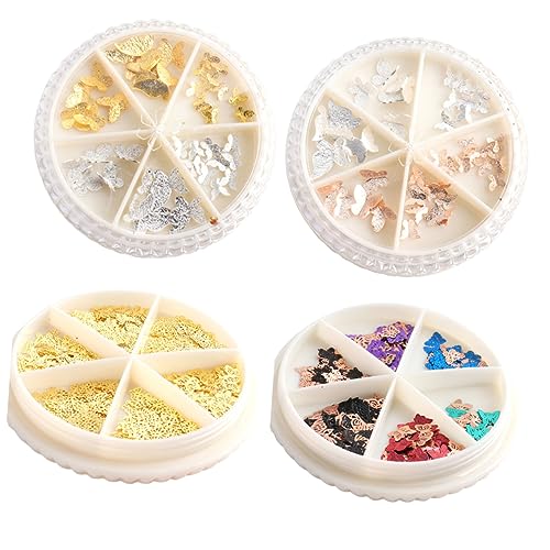 PLAFOPE 4er-pack Nagelschmuck Aus Metall Mit Schmetterlingsmotiv – Maniküre-patches Aus Legierung Mit 3d- Für Damen von PLAFOPE