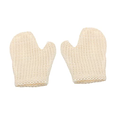 PLAFOPE 4 Stück Badehandschuhe aus Sisal Bad Waschhandschuh Dusche Körperwaschhandschuh Feuchtigkeitsspendend Reinigungshandschuhe peeling handschuh Badetücher Badetuch Peelingbürste Weiß von PLAFOPE