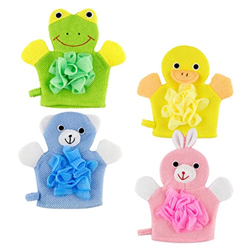 PLAFOPE 4stücke Badehandschuhe Für Junge Mädchen Mit Cartoon-stil Geeignet Zum Peeling Und Sanfter Hautmassierung Aus Hautverträglichem Material von PLAFOPE