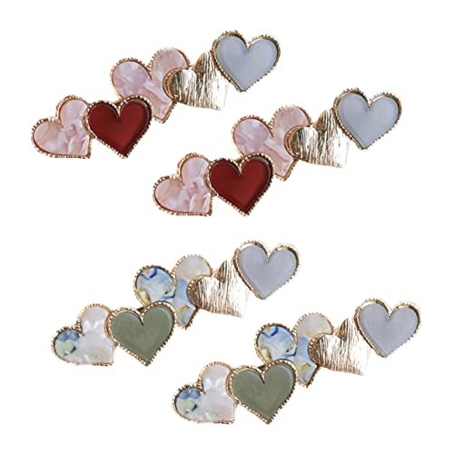 PLAFOPE 4stücke Herz Haarklammern Niedliche Duckbill Clips Für Mädchen Farbenfrohe Haaraccessoires Pastellfarben Für Frisuren Und Täglichen Gebrauch von PLAFOPE