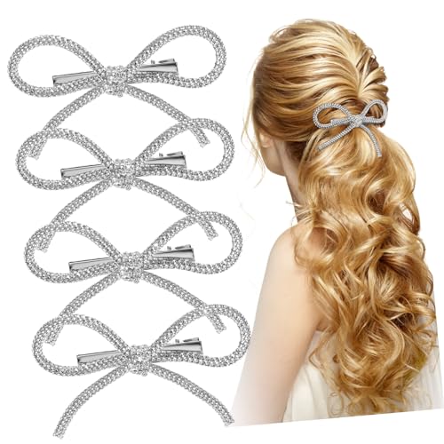 PLAFOPE 4 Stücke Strass Bogen Haar Clips Mädchen Haar Zubehör Prom Haar Schmuck Set von PLAFOPE
