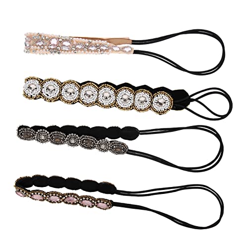 PLAFOPE 4stücke Elastische Strass-haarbänder Für Damen Bead-kopfschmuck Für Anlässe Accessoires Für Partys Und Fotoshootings Vielseitig Kombinierbar von PLAFOPE