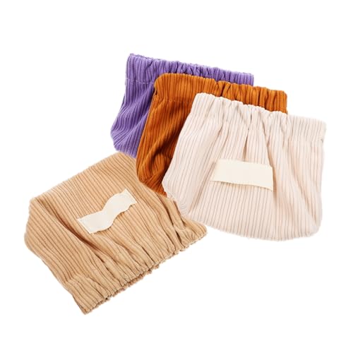 PLAFOPE 4 Stück Teiliges Damen Kosmetiktaschen aus Cord Tragbare Makeup Taschen mit Sicherem Verschluss Kleine Lippenstift Organizer Vielseitige Aufbewahrungstaschen in Braun und Weiß von PLAFOPE