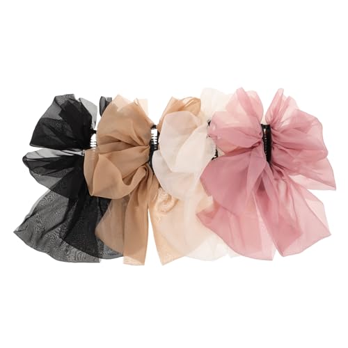 PLAFOPE 4stücke Haarclips Französische Haarschleifen Für Damen Mehrschichtige Vintage-bananen-haarspangen Für Elegante Looks Alltag Und Besondere Anlässe in Schwarz Beige von PLAFOPE