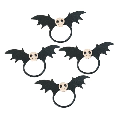 PLAFOPE 4 Stück Teiliges Haargummi mit Skelett Fledermaus Design Elastische Haargummis für Mädchen Flexible und Langlebige Haarbänder Bequem und Modisch für Alltag und Besondere Anlässe von PLAFOPE