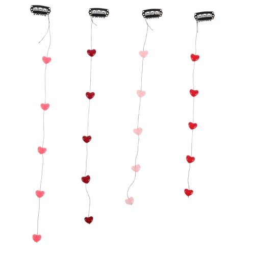 PLAFOPE 4 Stück Teiliges Herz haarspangen für Damen und Mädchen mit Unsichtbarem Clip design Modischem Quasten detail Süßem Herzmotiv Geeignet für Flechtfrisuren und Französische von PLAFOPE