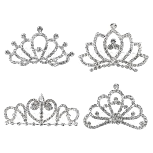 PLAFOPE 4 Stück Teiliges Mädchen Tiara Comb aus Legierung und Strass Leichte Feine Kleine Haarschmuck für Geburtstag Prinzessin Party Accessoires Dekorative Haarschmuck für Mädchen von PLAFOPE
