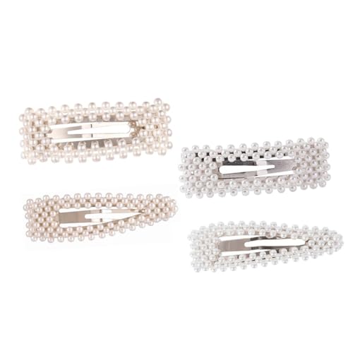 PLAFOPE 4 Stück Teiliges Perlen haarspangen Geometrischem Design Frische Haarklammern für Frauen und Mädchen Eleganter Haarschmuck für Alltag und Besondere Anlässe von PLAFOPE