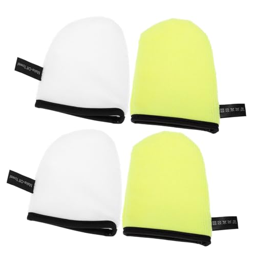 PLAFOPE 4 Stück Teiliges Waschbare Schnell Trocknende Make up Entferner Handschuhe für Damen Doppelseitige Weiche Gesichtsreinigungstücher Hautfreundlich Geeignet für Zufällige Farbe von PLAFOPE