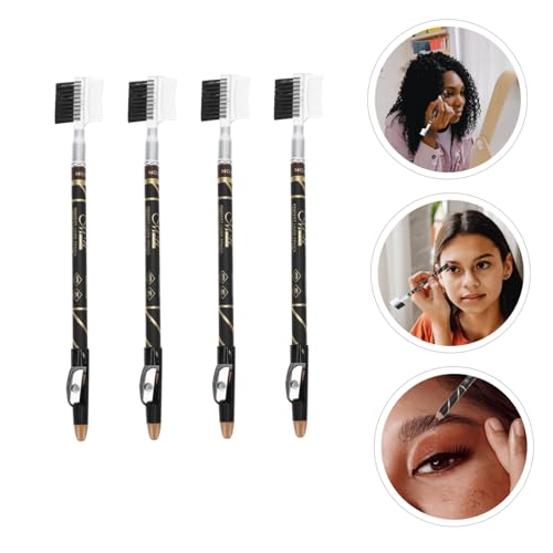 PLAFOPE 4 Stück Teiliges Wasserfester Augenbrauenstifte mit Integriertem Anspitzer Natürlicher Look Weich und Präzise für Damen Tragbar für Reisen und Einfaches Styling von PLAFOPE