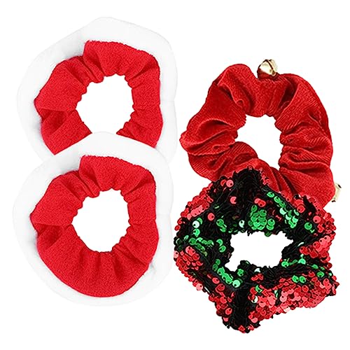 PLAFOPE 4 Stück Weihnachts-haargummis Verschiedene Weihnachtsdesigns Haarseile Elastische Haarbänder Für Partys Haargummis Für Frauen Und Mädchen Zufälliger Stil von PLAFOPE