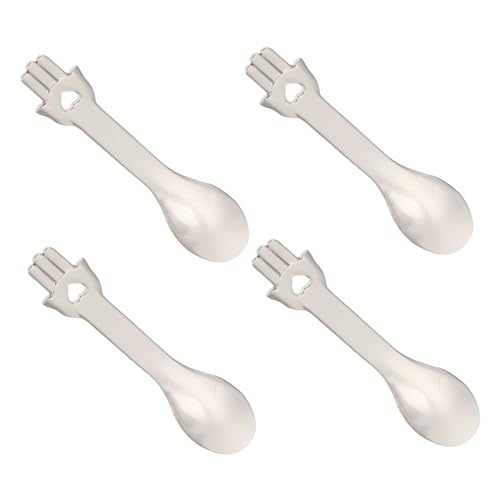 PLAFOPE 4 Stücke Kleiner Gesichtscreme Löffel Legierung Wiederverwendbare Kosmetik Applikatoren für Make Up und Tragbares Selbstgemacht Make Up Zubehör von PLAFOPE