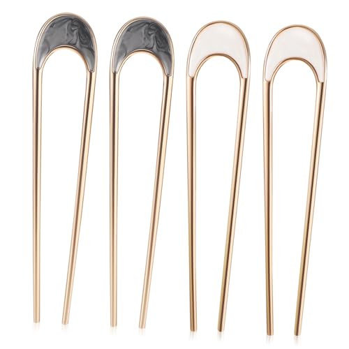 PLAFOPE 4 U Förmige Französische Haarnadeln aus Metall Teiliges Starke Haarklammern für Dickes und Langes Haar Eleganter Haarknoten Halter für Damen Vielseitig für Alltag Partys von PLAFOPE