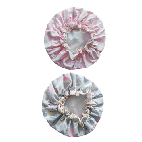 PLAFOPE 4stücke Wasserdichte Duschhaube Wasserfeste Duschhaube Ölfeste Haube Für Damen Zum Baden Wiederverwendbar Geeignet Für Küche Und Bad in Schwarz Rosa Und Blau von PLAFOPE