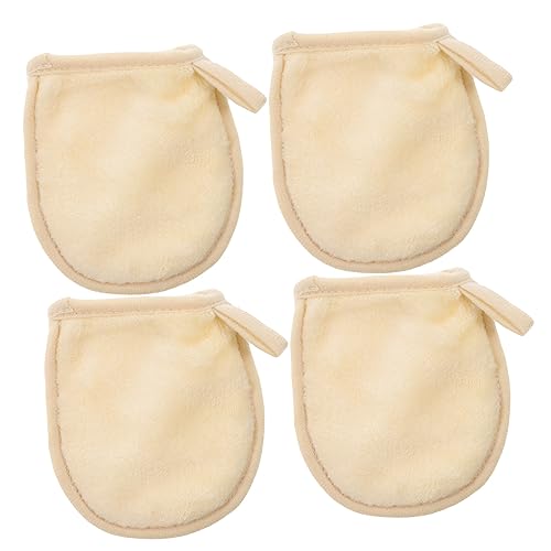 PLAFOPE 4stücke Gesichtsreinigungshandschuhe Weiß Make-up Entferner Puff Kosmetische Pulver Reinigung Handschuhe Putzhandschuhe Abschminkhandschuh Reinigungshandschuhe von PLAFOPE