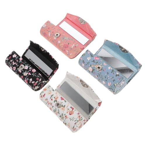 PLAFOPE 4stücke Lippenstift Organizer Kosmetik Speicherbox Mit Spiegel Make up Tasche Für Frauen Farbenfroh Blau/pink Für Reisen Und Geschenke von PLAFOPE