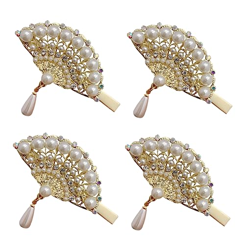 PLAFOPE 4stücke Perlen Haarspangen Fächer Perlen Haarnadeln Fächer Haarschmuck Kopfschmuck Für Frauen Mädchen Party Hochzeit Clip von PLAFOPE