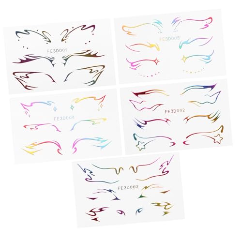 PLAFOPE 5 Blätter Temporäre Augen make up Aufkleber Wasserfeste Eyeliner Augenbrauen tattoos Selbstklebend für Cosplay Halloween Karneval und Kostümpartys von PLAFOPE