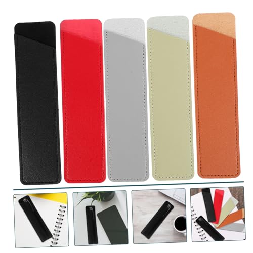 PLAFOPE 5 Stück Leder Stifthüllen Füllfederhalter Schutzhülle Groß Kapazität Schreibgeräte Aufbewahrung Farbmix Schwarz Rot Braun von PLAFOPE
