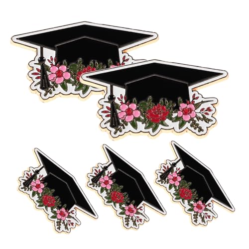 PLAFOPE 5 Stück Metall Broschen Graduation Cap Robuste Abschlusskappen Anstecker für Feierlichkeiten Vielseitige Abzeichen als Symbolisches und Partydeko zur Graduierung von PLAFOPE