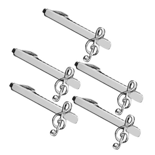 PLAFOPE 5 Stück Teiliges Herren Krawattenklammer Musiknote aus Metall Halt für Business Hochzeit und Freizeit Eleganter Anzug Accessoire für Hemden und Krawatten von PLAFOPE