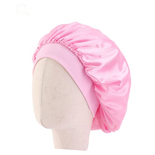 PLAFOPE 5 Stück Teiliges Schlafhaube aus Satin Elastische Runde Mütze in Verschiedenen Farben Gelb Schwarz Weinrot für Zuhause und Reisen für Jungen und Mädchen Jahren von PLAFOPE