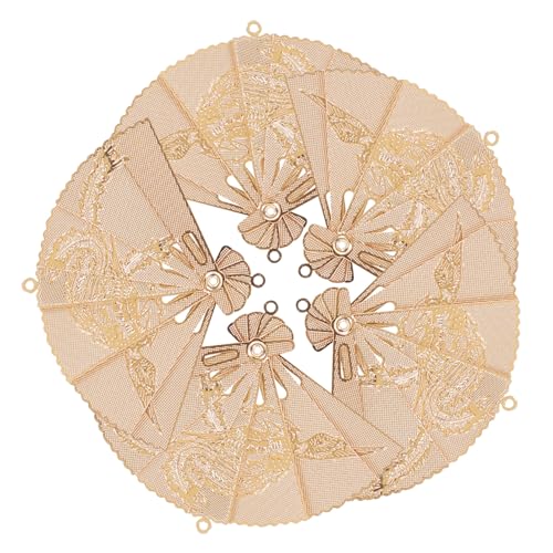 PLAFOPE 5 Stück Vintage Kupfer Fächer Charms für Diy Schmuckherstellung Langlebige Anhänger für Ohrringe Armbänder Halsketten Robustes Material für Hochzeitsgeschenke und Bastelprojekte von PLAFOPE