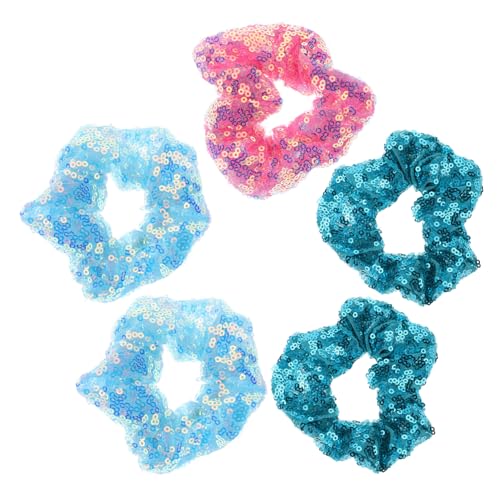 PLAFOPE 5 Stücke Haarschmuck für Mädchen Bunte Pailletten Haargummi Fluoreszierendes elastisches Stirnband für Party Zufällige Farbe von PLAFOPE