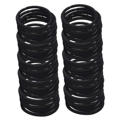 PLAFOPE 50 Stück Haargummi Zubehör Pferdeschwanz Styling Schule Band Elastische Haarbänder Brötchen Haarelastik Kind Dünn Schwarz von PLAFOPE