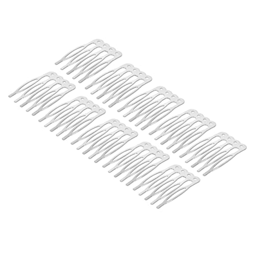 PLAFOPE 50stücke Diy-haarkämme Einfacher Steckkamm Mit Fünf Zähnen Handgefertigtes Kopfschmuckkamm Frauen Und Mädchen Silber von PLAFOPE